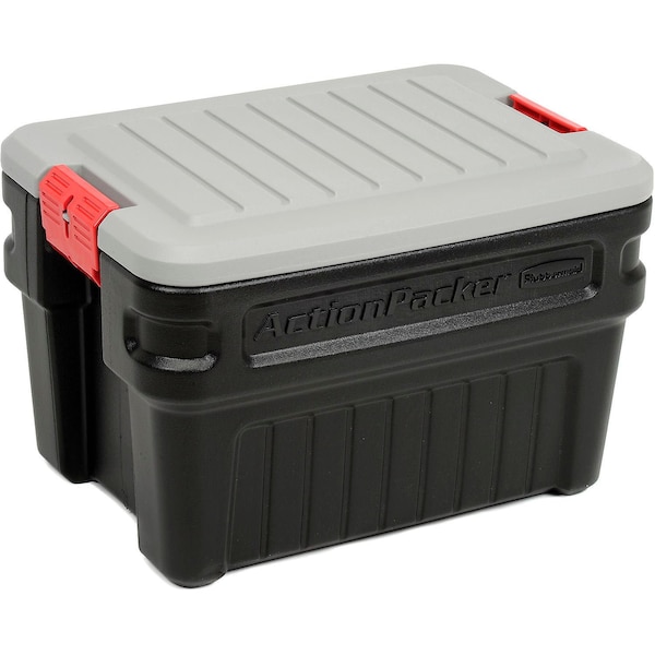 Rubbermaid Storage Trunk W/ Lid, 26-1/8 in L x 18-1/2 in W x 17 in H, Black, Plastic RMAP240000 - main